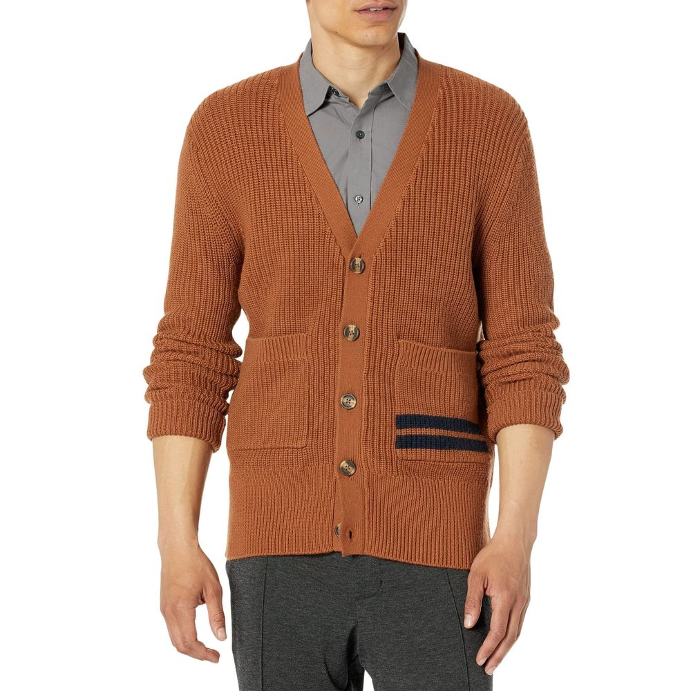 LABEL Go-to Cardi Brown/Navy 2XL